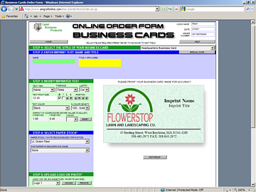 Open an Interactive Business Cards Order Form